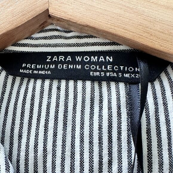 NWT Zara Collection S Striped Embroidered Embellished cotton Button Up Shirt - Picture 4 of 14